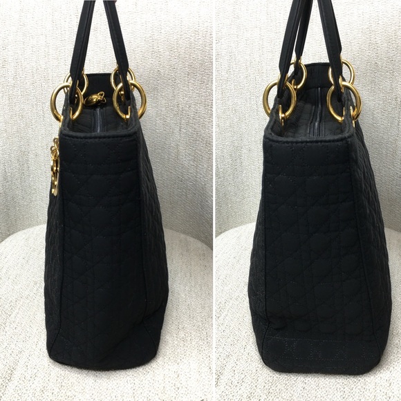 Authentic Christian Dior Lady Dior Canage Handbag black nylon canvas - Picture 12 of 16